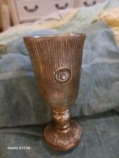 Antique Vintage Mercury Glass Vase Silver  Floral Hand Painted 10 in picture