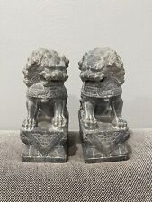 Chinese Stone Carved Pair of Foo Dog Statues picture