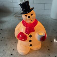 Vintage Royal Light Up Tabletop Snowman w/ Cigar Blowmold Works READ picture