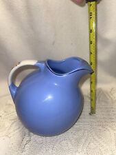 Vintage cadet blue ceramic HALL tilted ball pitcher with flowers on its handle. picture