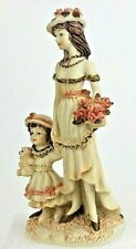 Vintage Victorian Mother & Child Figurine High Detail, Pink Flowers Hand-Painted picture