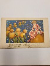Antique HALLOWEEN POST card John Winsch 1913 Raised Pumpkin People W/lady & Star picture