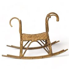 Vintage 1960s Bamboo Rattan Rocking Horse MCM Mid Century Wicker Natural Boho picture