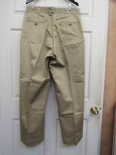 Post WW2 US Army Khaki Chino Trousers Pants Button Fly 1953 New Old Stock 36 x31 picture