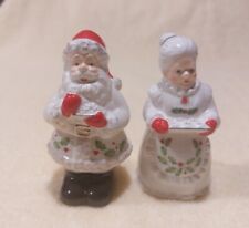 VTG Lenox Santa & Mrs Claus Salt & Pepper Shakers Cookies Christmas Holiday F-S picture