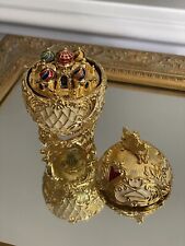 Joan Rivers Music box Egg and stand Taupe / Gold / Red picture