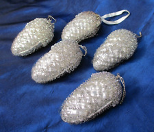 5 VINTAGE GERMAN WIRE WRAPPED PINECONE / ACORN GLASS CHRISTMAS ORNAMENT - 3 Inch picture