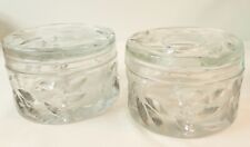 Vintage Beautiful Etched glass vanity set Hair Receiver powder container EUC picture