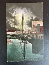 Postcard No. 2442 Moonlight On The River Petaluma California Ships Dock picture