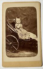 BABY in Fabulous 3 Wheeled Fancy PRAM Stroller 1870 CDV Carte de Visite Photo picture