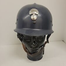 Vintage French Gendarme Riot Helmet with Fiery Bomb Emblem /Liner and Chin Strap picture