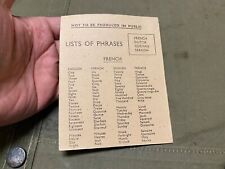 WWII US ARMY LIST OF PHRASES, GERMAN, DUTCH, SPANISH, FRENCH BOOKLET picture