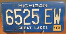 1983 - 2007 MICHIGAN, MI, GREAT LAKES License Plate 6525 EW 1998 Tag, Blue Plate picture