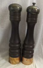FB Rogers Master Pieces In Wood Brass Salt Shaker and Pepper Mill Japan Vintage picture