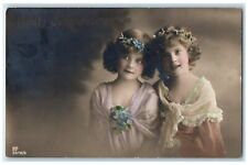 1916 Congratulations Cute Little Girls Studio Campbell MN RPPC Photo Postcard picture