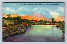 Coral Gables FL-Florida, Vista along Coral Gables Canal, Vintage Postcard picture