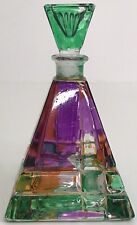 Vintage Illusions Mid Century Italian Glass Perfume Bottle Art Deco Pyramid (A) picture