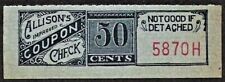 50 cent Allison's Check Coupon from Indianapolis Indiana from the 1920's picture