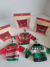 Vintage 2004 Hallmark Ornaments Lot Mom, Dad, Daughter Sweaters picture