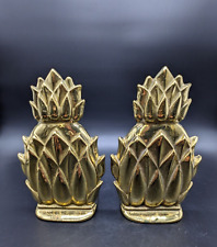 Newport Brass Pineapple Bookends Pair Virginia Metal Crafters picture
