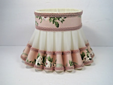 Vintage Lampshade Pink Cream Pleated Flower Fabric 7 
