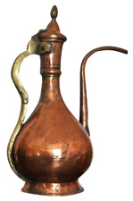 19th c Mughal Tinned Copper Ewer Finial Lid Ottoman Persian Washing Pitcher picture