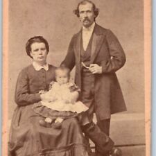ID'd c1870s Milwaukee, Wis Married Couple CDV E. Harriet & Son Willie Photo H34 picture