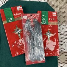 VINTAGE 2 Packs LB  + 1 Christmas ICICLES Tinsel 1000 STRANDS 18