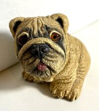 Vtg. 1984 Bandanna Shar Pei Dog Sculpture Wrinkled Puppy 3 X 3.5 Inch Glass Eyes picture