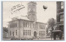 1909 Mankato MN Post Office Real Photo RPPC Postcard Hot Air Balloon Flying High picture