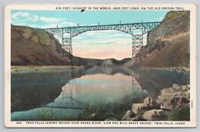 Twin Falls Jerome Bridge Over Snake River Idaho ID 1920s Postcard Oregon Trail picture