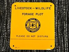 Vintage USFS US Forest Forestry Service ”LIVESTOCK - WILDLIFE PLOT” Metal Sign picture