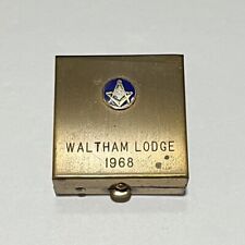 Vintage 1968 Masonic 1.5” Brass Box - Waltham Lodge, Mass. picture