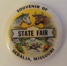 Sedalia, MO Missouri State Fair Button, Horse Cow Pig Goat 1.75