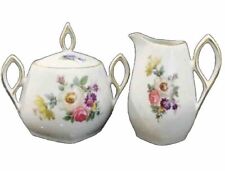 Antique German Meissen Floral Style Mitterteich Porcelain Creamer & Sugar Bowl picture