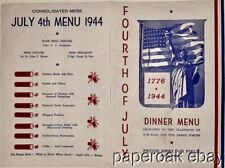 World War II 1944 4th of July Menu At Pecos Army Air Field Pecos, Texas picture