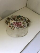 Vintage USA State & Olympics Olympic Coca Cola Cap Hat w/ 71 Clb. Pins & Badges picture