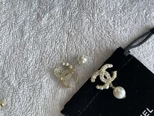 AUTHENTIC CHANEL Gold CRYSTALS EARRINGS picture