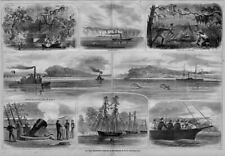 CIVIL WAR ON THE MISSISSIPPI SHARPSHOOTERS IN THE SWAMPS MORTER FLEET SHIPS 1862 picture