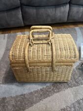 Vintage Rattan Woven Wicker Footed Basket Trunk Storage See Disruption picture