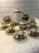 Vintage C.P. Limoges Porcelain Tea/coffee Set For 8 Hand Painted Hunting Scene picture
