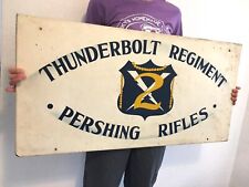 Vtg Military Army Pershing Rifles Thunderbolt Regiment Old WWII US Sign picture