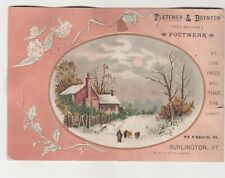 Fletcher & Boynton Footwear Burlington VT Church Snow Bells Vict Card c1880s picture
