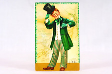 Antique Ellen Clapsaddle St Patrick's Day Green Coat Top Hat Postcard picture