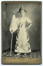 Amazing Fashion Photo ID'd Lady Holding Banner Patchwork Dress 1800s Rare Quilt picture