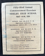 Vtg 1928 Shelby High School Ohio Commencement Graduation Program Richland County picture
