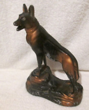 Antique German Shepard Dog Chalkware Carnival Prize Novelty Statue GLASS EYES picture
