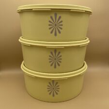Set of 3 Vintage Tupperware Servalier Containers. Daisy Yellow 7.25x3