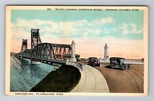 Portland OR-Oregon, Pacific Highway Interstate Bridge, Antique Vintage Postcard picture