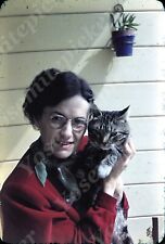 sl49 Original Slide  1949 Lady in red coat w/ cat “ boots “ sepia 963a picture